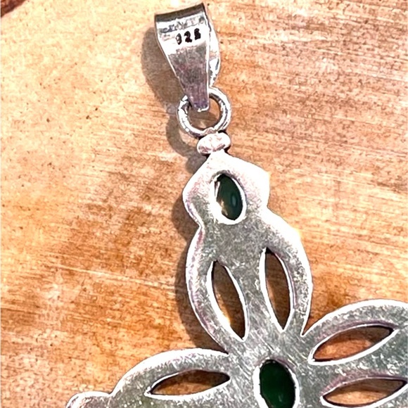 Green Onyx Sterling Silver 2.5” Cross Pendant - Picture 5 of 5